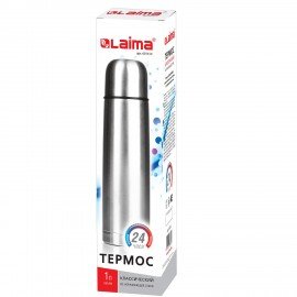 Термос LAIMA классический с узким горлом, 1 л, нержавеющая сталь, 601414