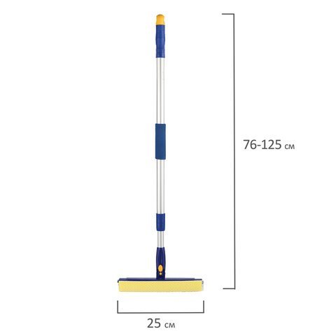 Окномойка LAIMA вращающаяся, телескопическая ручка, рабочая часть 25 см (стяжка, губка, ручка), для дома и офиса, 601494