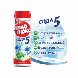 Чистящее средство 480 г, ПЕМОЛЮКС Сода-5/7, "Яблоко", порошок, 2414453