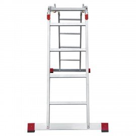 Лестница-трансформер алюминиевая 4х4 ступени, высота 4,5 м (4 секции по 1,2 м) до 150 кг, вес 16,5 кг, НОВАЯ ВЫСОТА, 3320404