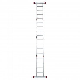 Лестница-трансформер алюминиевая 4х4 ступени, высота 4,5 м (4 секции по 1,2 м) до 150 кг, вес 16,5 кг, НОВАЯ ВЫСОТА, 3320404