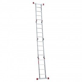 Лестница-трансформер алюминиевая 4х4 ступени, высота 4,5 м (4 секции по 1,2 м) до 150 кг, вес 16,5 кг, НОВАЯ ВЫСОТА, 3320404