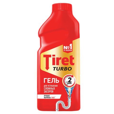 Средство для прочистки канализационных труб 500 мл, TIRET (Тирет) "Turbo", гель, 8147369