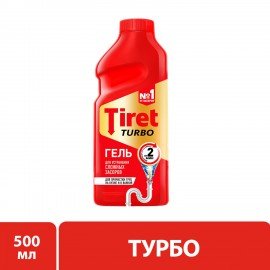 Средство для прочистки канализационных труб 500 мл, TIRET (Тирет) "Turbo", гель, 8147369