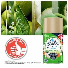 Сменный баллон 269 мл, GLADE "Свежесть утра", для автоматических освежителей, универсальный, 864979