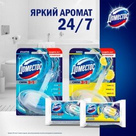 Блок туалетный подвесной твердый 40 г DOMESTOS (Доместос) "Атлантик", основной блок