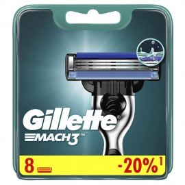 Сменные кассеты для бритья 8 шт., GILLETTE (Жиллет) "Mach3", для мужчин