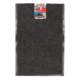 Коврик входной ворсовый влаго-грязезащитный 40х60 см, толщина 7 мм, ребристый, черный, LAIMA, 602863