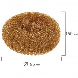 Губки (мочалки) медные, сетчатые, 3х15 г, КОМПЛЕКТ 3 шт., для посуды, гриля, плиты, LAIMA, 603104