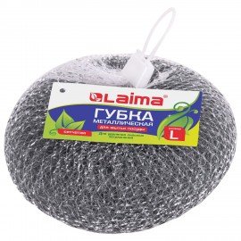 Губка (мочалка) металлическая, сетчатая, 60 г, БОЛЬШАЯ, для посуды, гриля, плиты, LAIMA, 603105