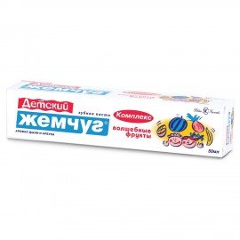 Зубная паста детская 50 мл, ДЕТСКИЙ ЖЕМЧУГ "Волшебные фрукты", защита от кариеса, укрепляющая, 17107