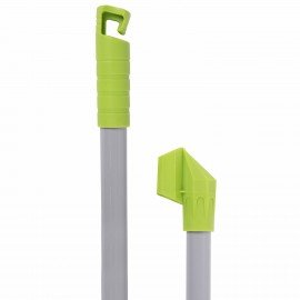 Совок для мусора + щетка, рукоятки 80 см с резьбой, пластик, зелено-белый, "ЛЕНИВКА", ЛЮБАША, 603616