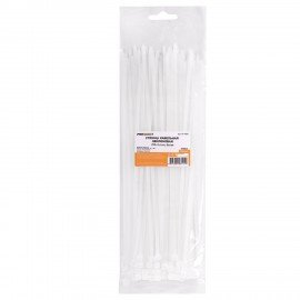 Хомуты (стяжки), нейлоновые, 3,6 мм х 250 мм, комплект 100 шт., белые, европодвес, 57-0250