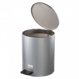 Ведро мусорное с педалью 15 литров, УСИЛЕННОЕ, серое, оцинкованная сталь, ТИТАН