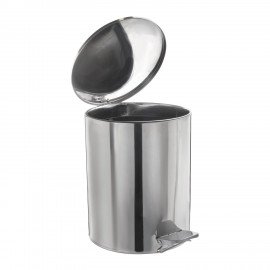 Ведро мусорное с педалью 15 литров, УСИЛЕННОЕ, хром, нержавеющая сталь, ТИТАН