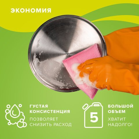 Средство для мытья посуды 5 л, ЛЮБАША "Лимон", ПЭТ, 604781
