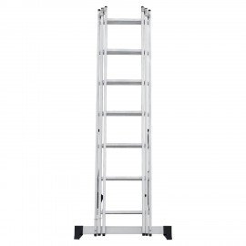 Лестница-трансформер 3-х секционная 3х7 ступеней, высота 4,5 м (3 секции по 1,9 м), нагрузка 150 кг, алюминий, НОВАЯ ВЫСОТА, 1230307