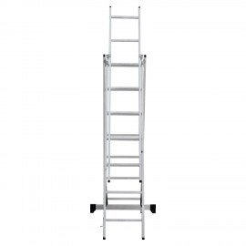 Лестница-трансформер 3-х секционная 3х7 ступеней, высота 4,5 м (3 секции по 1,9 м), нагрузка 150 кг, алюминий, НОВАЯ ВЫСОТА, 1230307