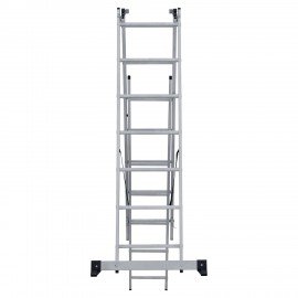 Лестница-трансформер 3-х секционная 3х7 ступеней, высота 4,5 м (3 секции по 1,9 м), нагрузка 150 кг, алюминий, НОВАЯ ВЫСОТА, 1230307