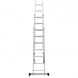Лестница-трансформер 3-х секционная 3х7 ступеней, высота 4,5 м (3 секции по 1,9 м), нагрузка 150 кг, алюминий, НОВАЯ ВЫСОТА, 1230307