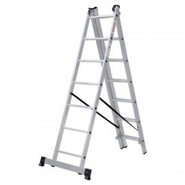 Лестница-трансформер 3-х секционная 3х7 ступеней, высота 4,5 м (3 секции по 1,9 м), нагрузка 150 кг, алюминий, НОВАЯ ВЫСОТА, 1230307