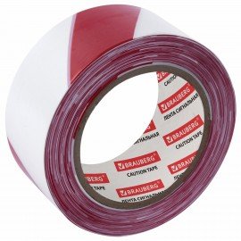 Лента оградительная сигнальная красно-белая, 50 мм х 200 м, BRAUBERG "Грандмастер", полиэтилен, 604890