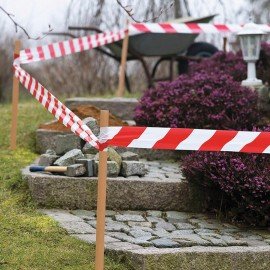 Лента оградительная сигнальная красно-белая, 50 мм х 200 м, BRAUBERG "Грандмастер", полиэтилен, 604890