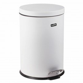 Ведро мусорное с педалью 12 литров "Classic", БЕЛОЕ ГЛЯНЦЕВОЕ, металлическое, со съемным внутренним ведром, LAIMA, 604948