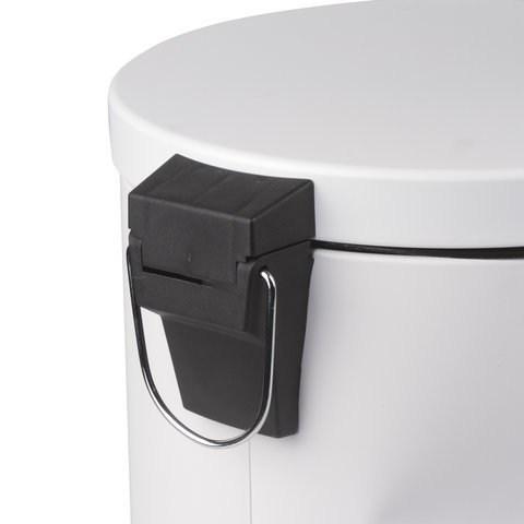 Ведро-контейнер для мусора (урна) с педалью LAIMA "Classic", 12 л, белое, глянцевое, металл, со съемным внутренним ведром, 604948