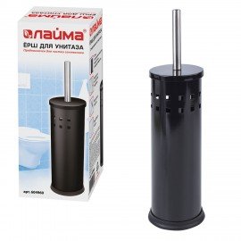 Ерш для унитаза LAIMA, с подставкой, металл, черный, глянцевый, 604960