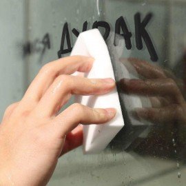 Губка-ластик МЕЛАМИНОВАЯ для удаления пятен, для чистки кухни, уборки, обуви, 10х6х3 см, КОМПЛЕКТ 3 шт., полибэг, LAIMA, 605035