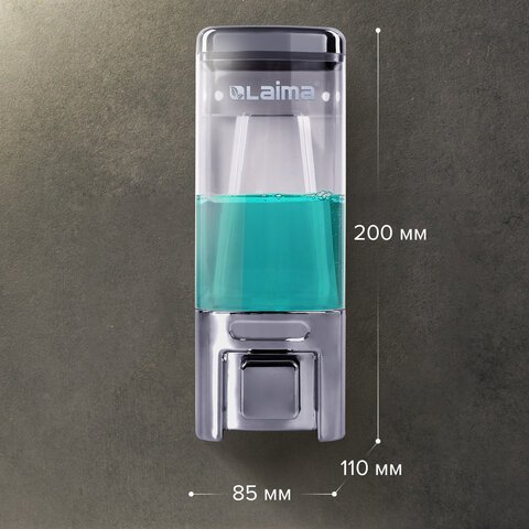 Дозатор для жидкого мыла LAIMA, НАЛИВНОЙ, 0,48 л, хром, ABS-пластик, 605053