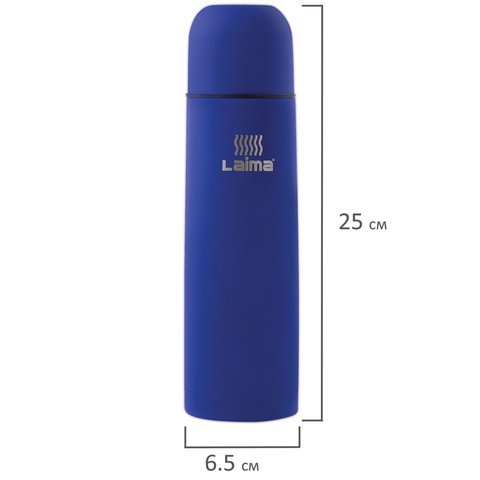 Термос LAIMA классический с узким горлом, 0,5 л, нержавеющая сталь, синий, 605122