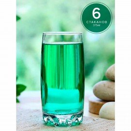 Стакан высокий, 375 мл, КОМПЛЕКТ 6 штук, стекло, PASABAHCE "СИЛЬВАНА", фирменная подарочная упаковка, 42812