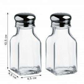 Набор для специй, солонка+перечница, 2 штуки, объем 100 мл, PASABAHCE "БЕЙЗИК", фирменная подарочная упаковка, 80221