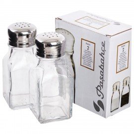 Набор для специй, солонка+перечница, 2 штуки, объем 100 мл, PASABAHCE "БЕЙЗИК", фирменная подарочная упаковка, 80221