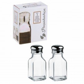 Набор для специй, солонка+перечница, 2 штуки, объем 100 мл, PASABAHCE "БЕЙЗИК", фирменная подарочная упаковка, 80221