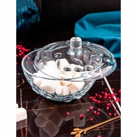 Сахарница, с крышкой, диаметр 140 мм, фактурное стекло, PASABAHCE "ПЕРЛА", фирменная подарочная упаковка, 97236