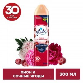 Освежитель воздуха аэрозольный 300 мл GLADE "Пион и сочные ягоды", 692365