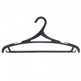 Вешалки-плечики, размер 46-48, КОМПЛЕКТ 3 шт., пластиковые, плоские, перекладина, крючки, черные, ЛЮБАША, 605547