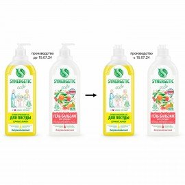 Гель для мытья посуды антибактериальный 1 л, SYNERGETIC "Лимон", флип-топ, 103101