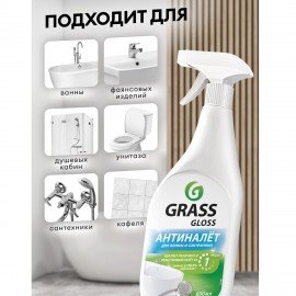 Средство для чистки сантехники кислотное 600 мл, GRASS GLOSS, триггер, 221600