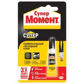 Клей моментальный Супер МОМЕНТ, 3 г, отрывная мультикарта, 1305649