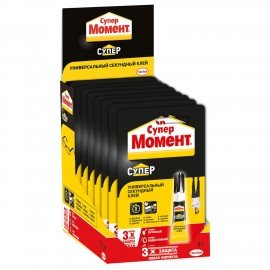 Клей моментальный Супер МОМЕНТ, 3 г, отрывная мультикарта, 1305649
