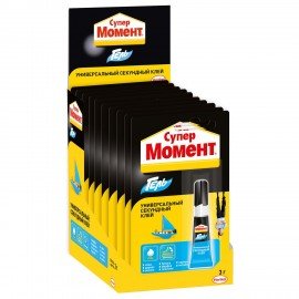 Клей-гель моментальный Супер МОМЕНТ, 3 г, отрывная мультикарта, 622917