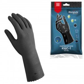 Перчатки латексные MANIPULA "КЩС-1", двухслойные, размер 10 (XL), черные, L-U-03/CG-942