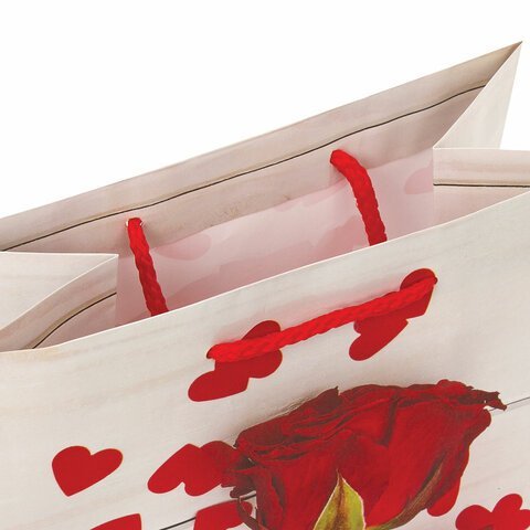 Пакет подарочный (1 штука) 18x10x23 см, ЗОЛОТАЯ СКАЗКА "Роза с лентой", ламинированный, 606574