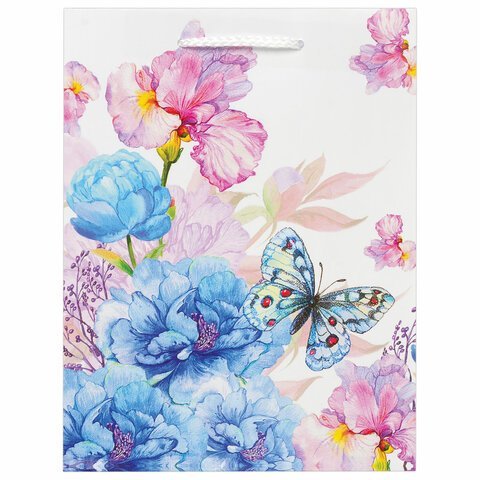 Пакет подарочный (1 штука) 18x10x23 см, ЗОЛОТАЯ СКАЗКА "Бабочка на цветке", ламинированный, 606578