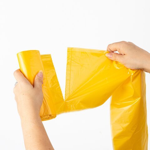 Мешки для раздельного сбора мусора 60 л желтые в рулоне 20 шт., ПНД 10 мкм, 58х68 см, LAIMA, 606701, 3804