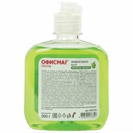 Мыло жидкое 300 г ОФИСМАГ, "Зеленое яблоко", флип-топ, 606778